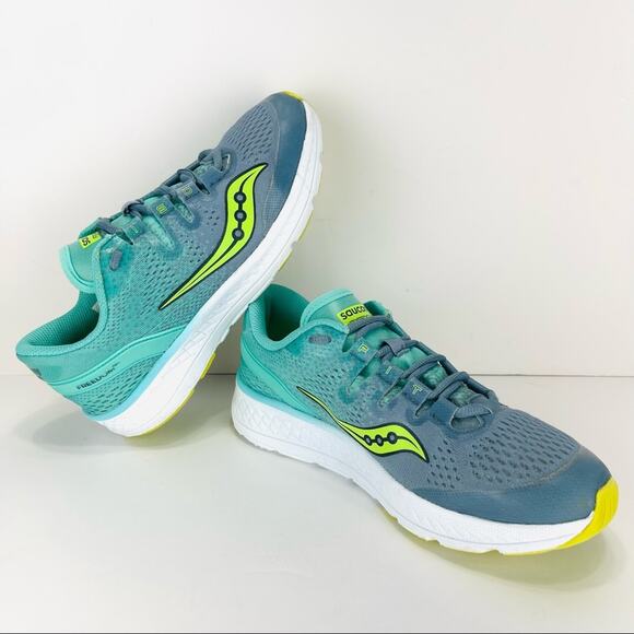 Saucony Freedom ISO FIT Everun Big Kids Running Shoes Sz 4.5 Green Gray Sneakers - Picture 1 of 16